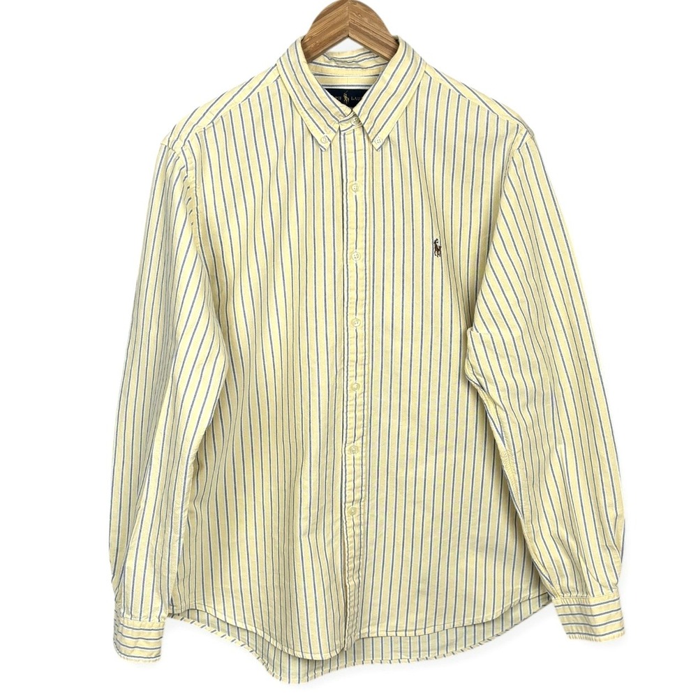 Ralph Lauren Preppy Striped Oxford Shirt Mens XL Spring Logo Button Down Classic